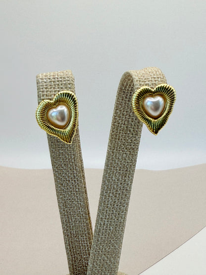 Earrings Heart Pearl (A017)