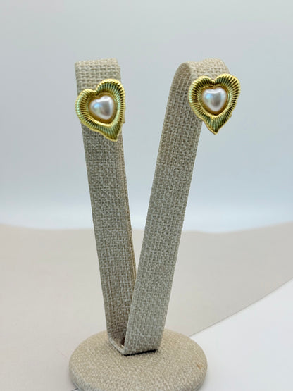 Earrings Heart Pearl (A017)