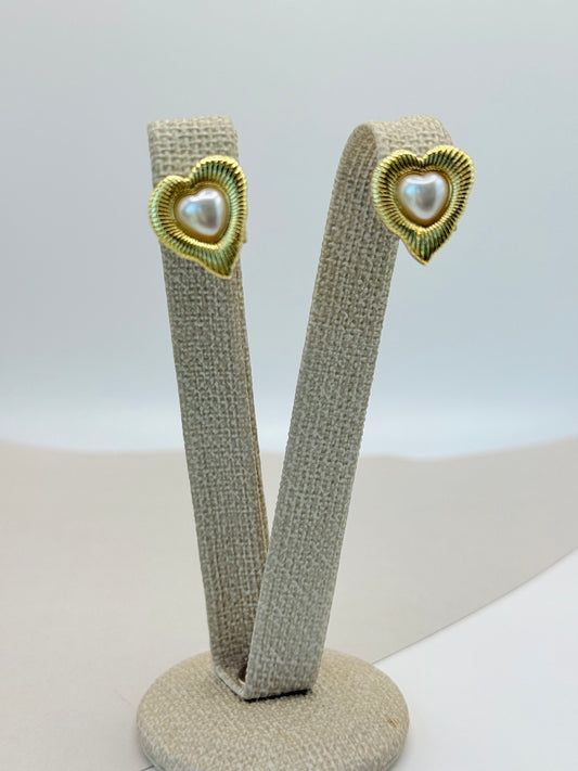 Earrings Heart Pearl (A017)