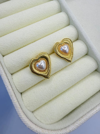 Earrings Heart Pearl (A017)