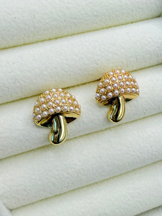 Earrings Mushrooms Pearl (A016)
