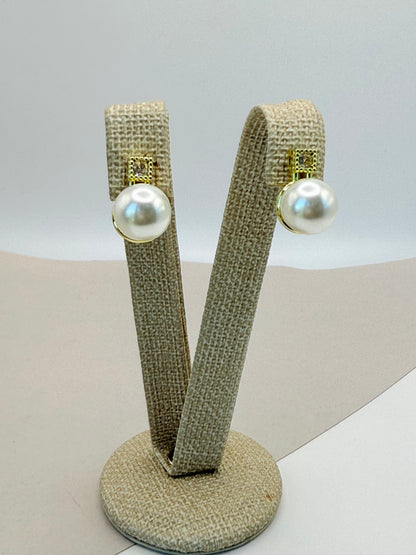 Earrings Pearl Zircon (A019)