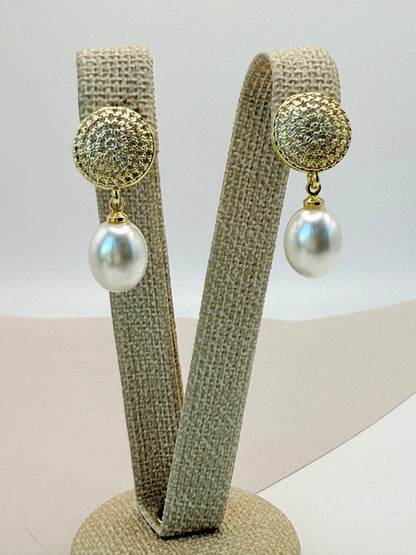 Earrings Zircon Pearl (A013)