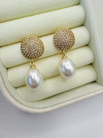 Earrings Zircon Pearl (A013)