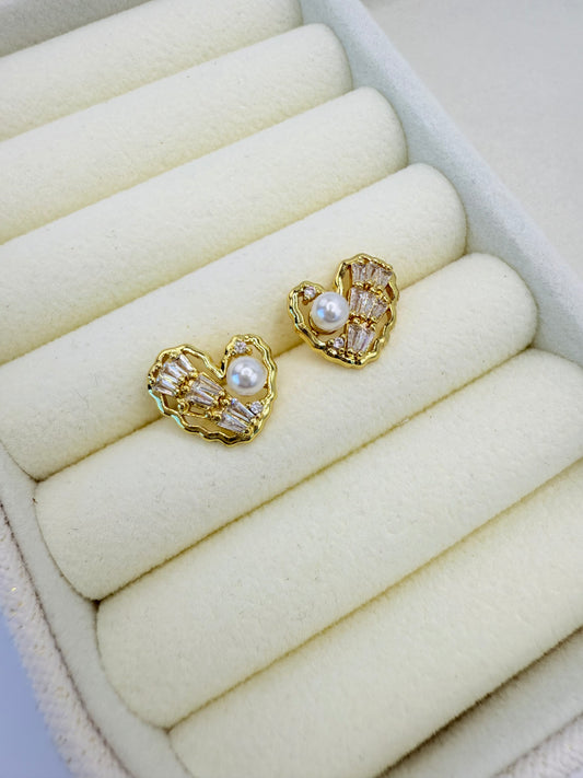 Earring Zircon Heart (A020)