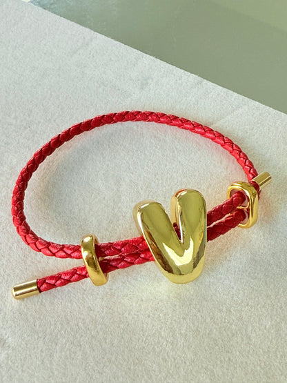 Initial Leather Bracelet (P016)