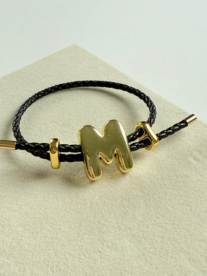 Initial Leather Bracelet (P016)