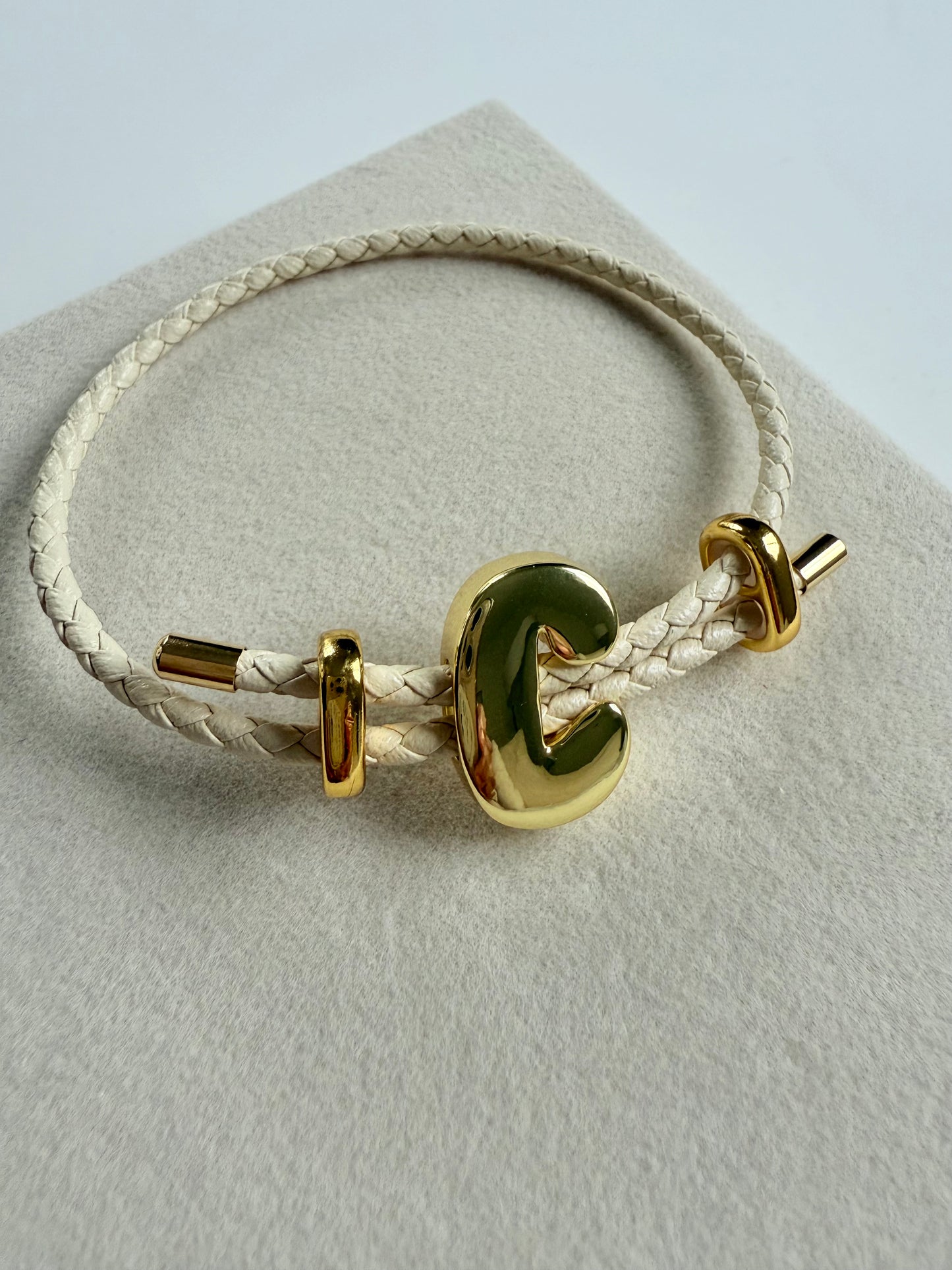 Initial Leather Bracelet (P016)