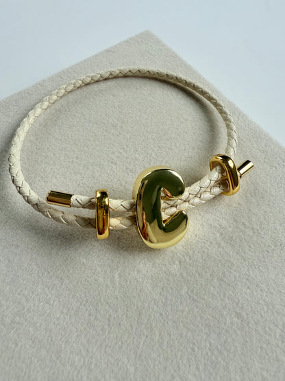 Initial Leather Bracelet (P016)