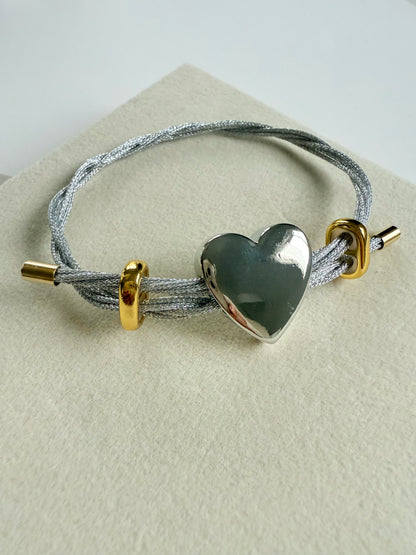 Silver Initial Leather Bracelet (P017)