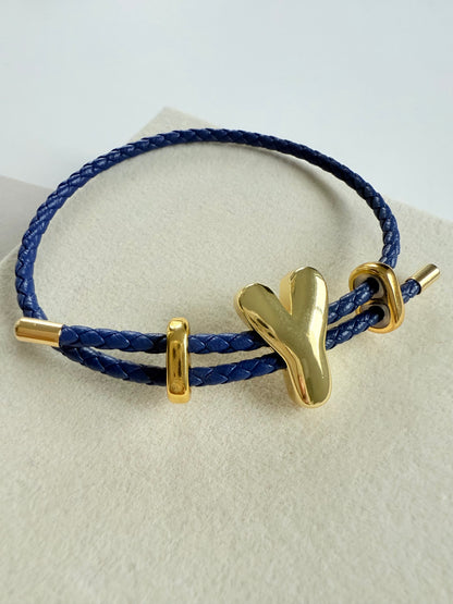 Initial Leather Bracelet (P016)