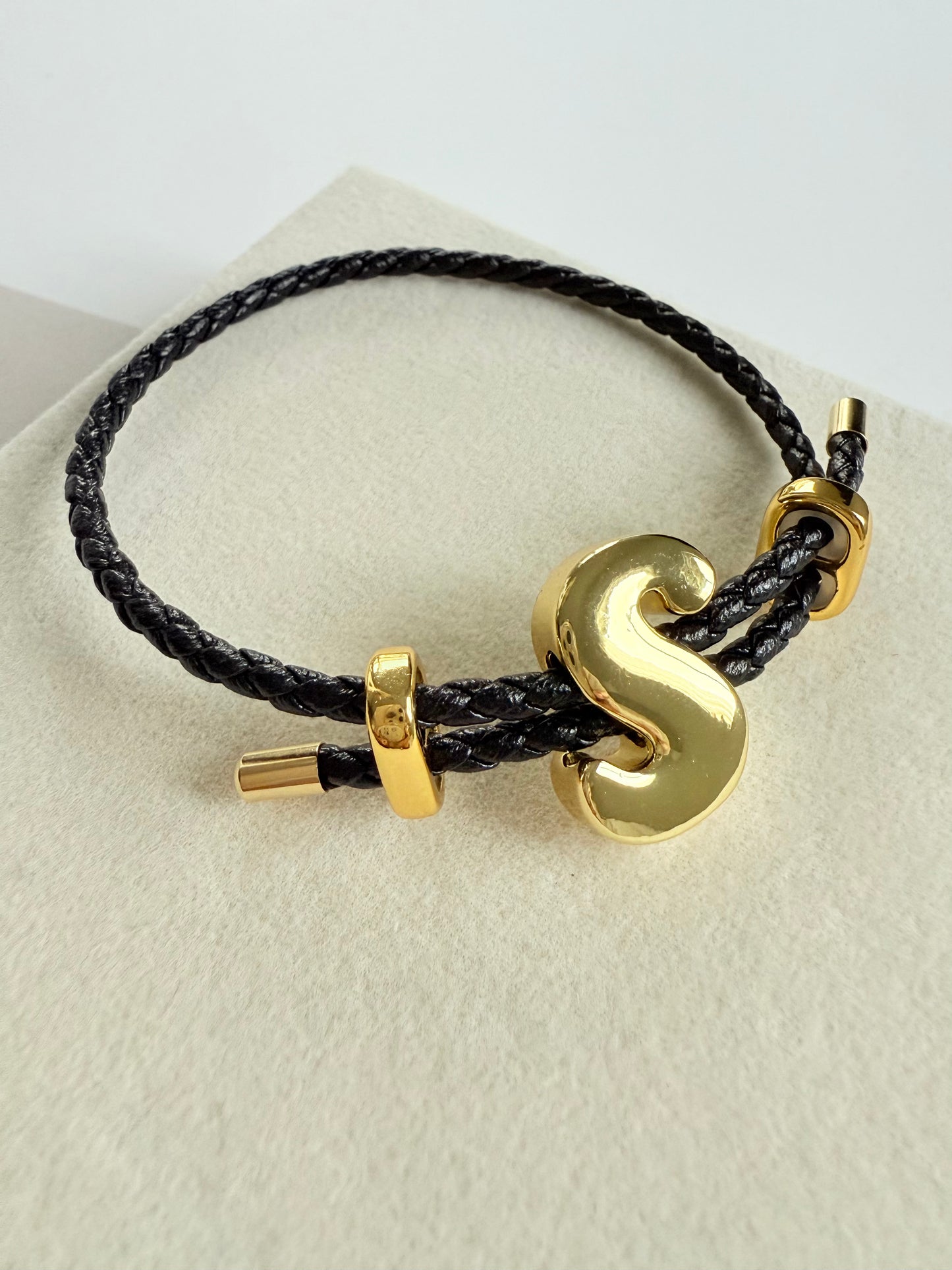 Initial Leather Bracelet (P016)