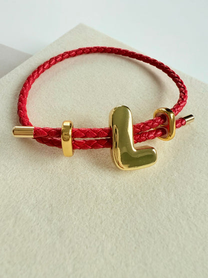 Initial Leather Bracelet (P016)