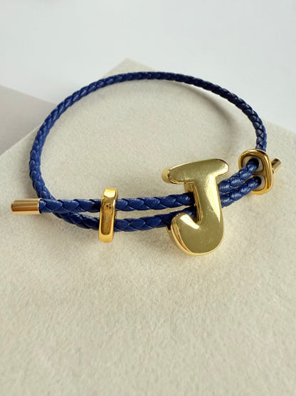 Initial Leather Bracelet (P016)