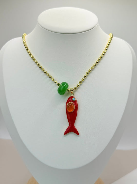 Necklace Red Fish (C014)