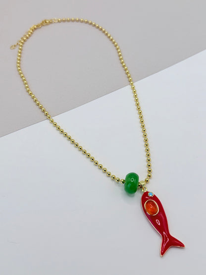 Necklace Red Fish (C014)