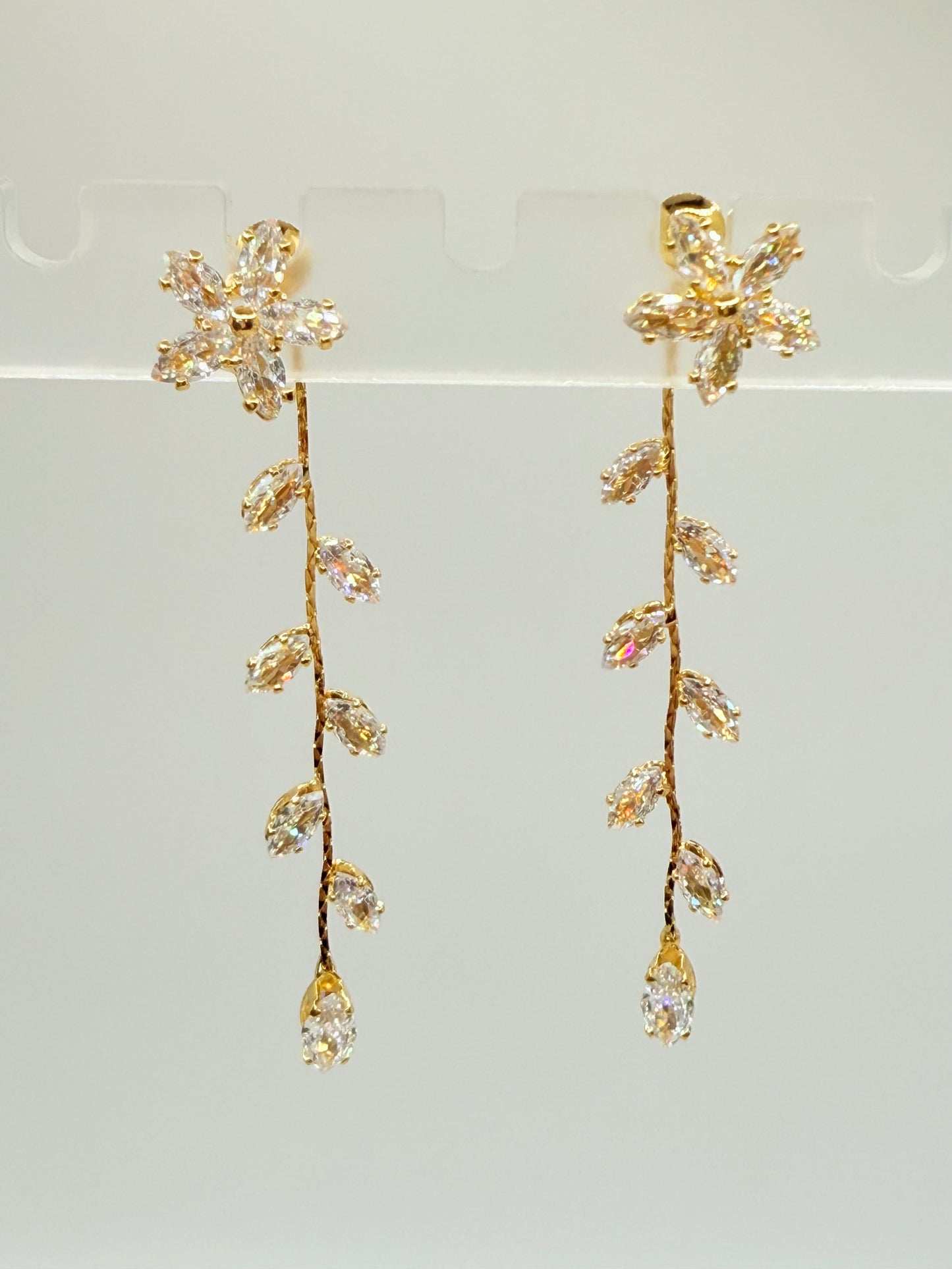 Earrings Crystal Leaves (A009)