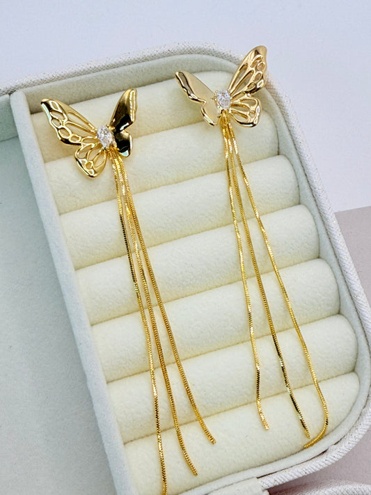 Earrings Zircon Butterfly (A004)